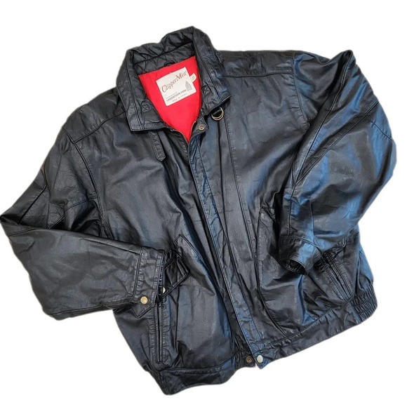 VINTAGE CLIPPERMIST LEATHER BOMBER JACKET Black, Men's 48 Reg - Picture 1 of 6